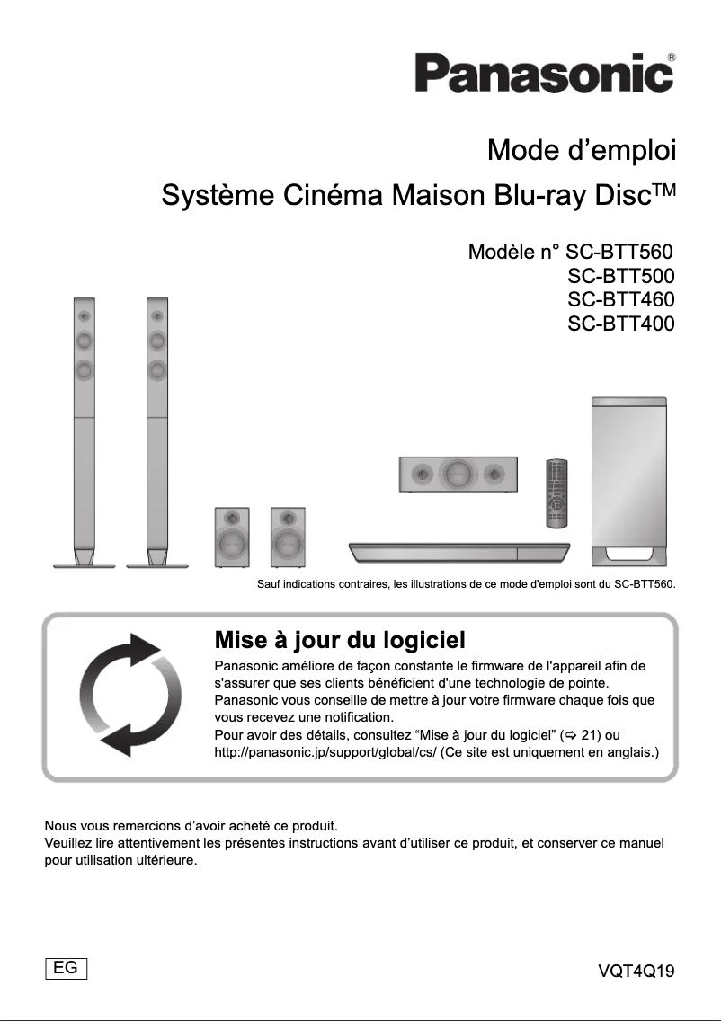 Page 1 de la notice Manuel utilisateur Panasonic SC-BTT400