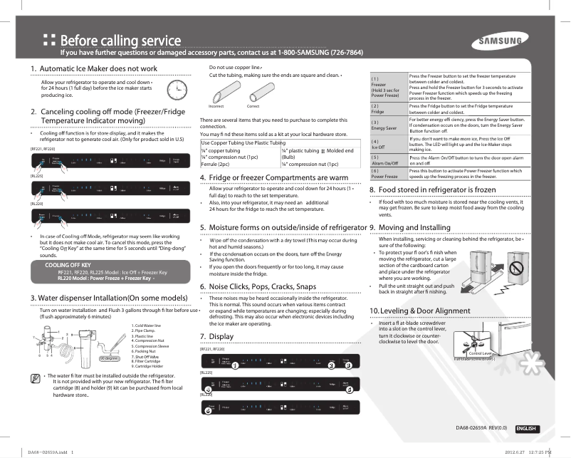 Page n°1 - Guide d'installation Samsung RF220NFTASR