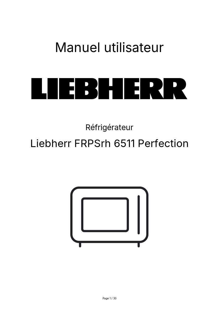 Page n°1 - Manuel utilisateur Liebherr FRPSrh 6511 Perfection