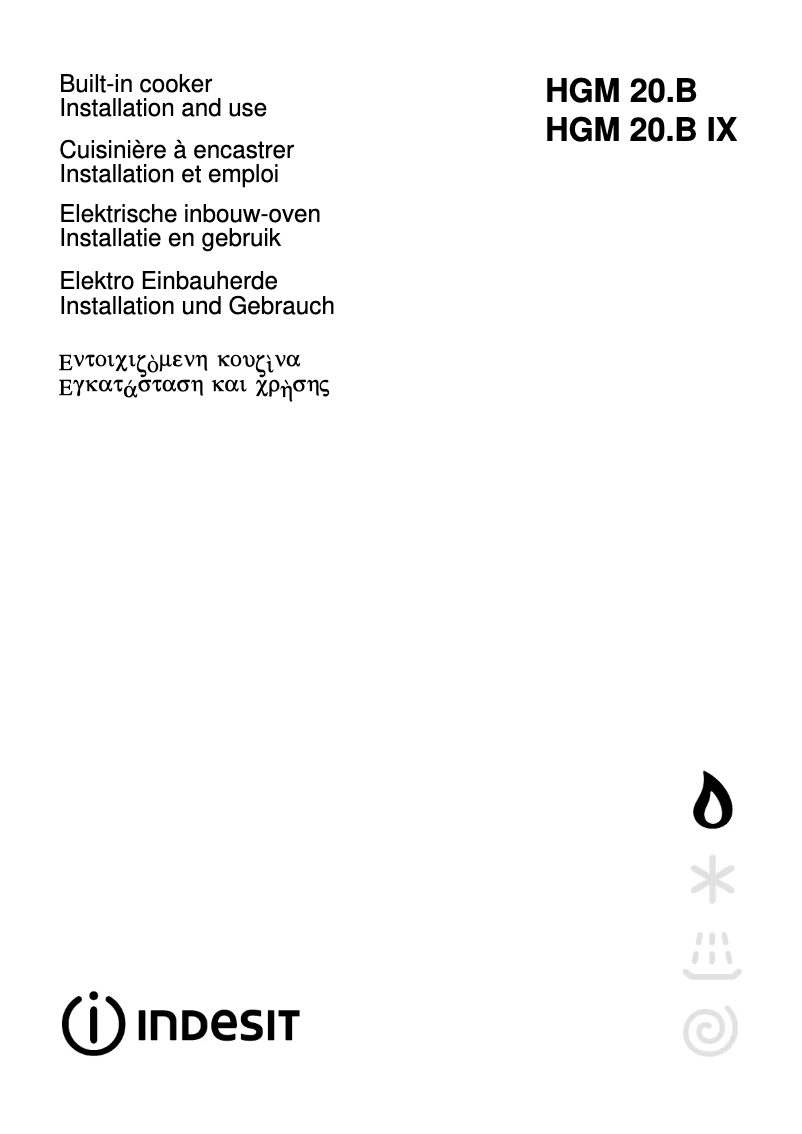 Page 1 de la notice Manuel utilisateur Indesit HGM 20