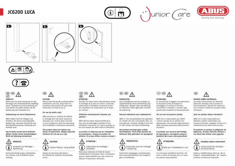 Page n°1 - Instructions / montage Abus JC6200