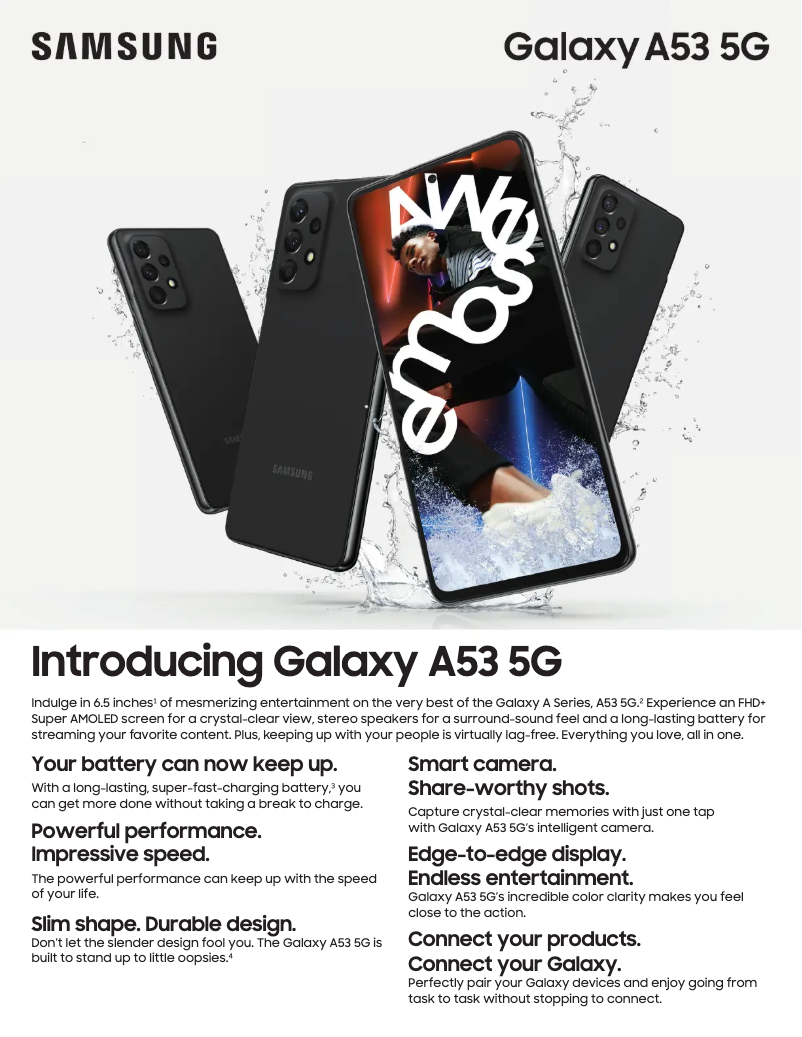 Image de la première page du manuel de l'appareil Galaxy A53 5G