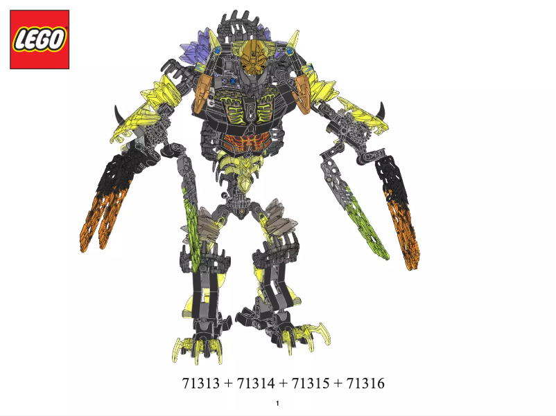 Imagen de la primera página del manual del dispositivo Bionicle 71316