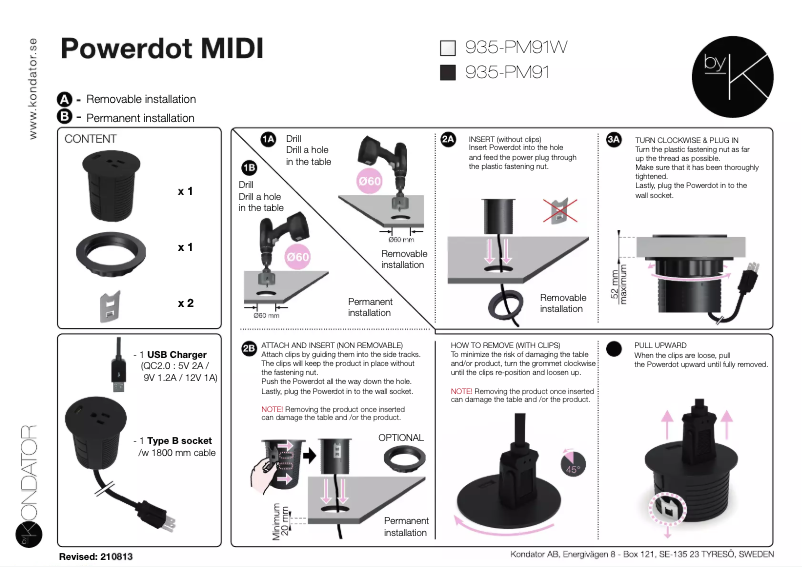 Page n°1 - Manuel utilisateur Kondator 935-PM91W