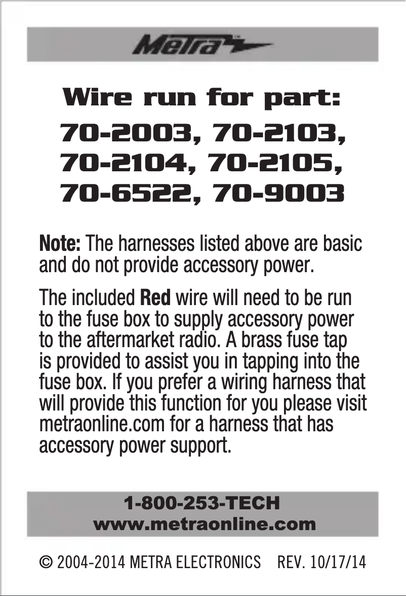 Página 1 del manual Manual de usuario Metra 70-9003