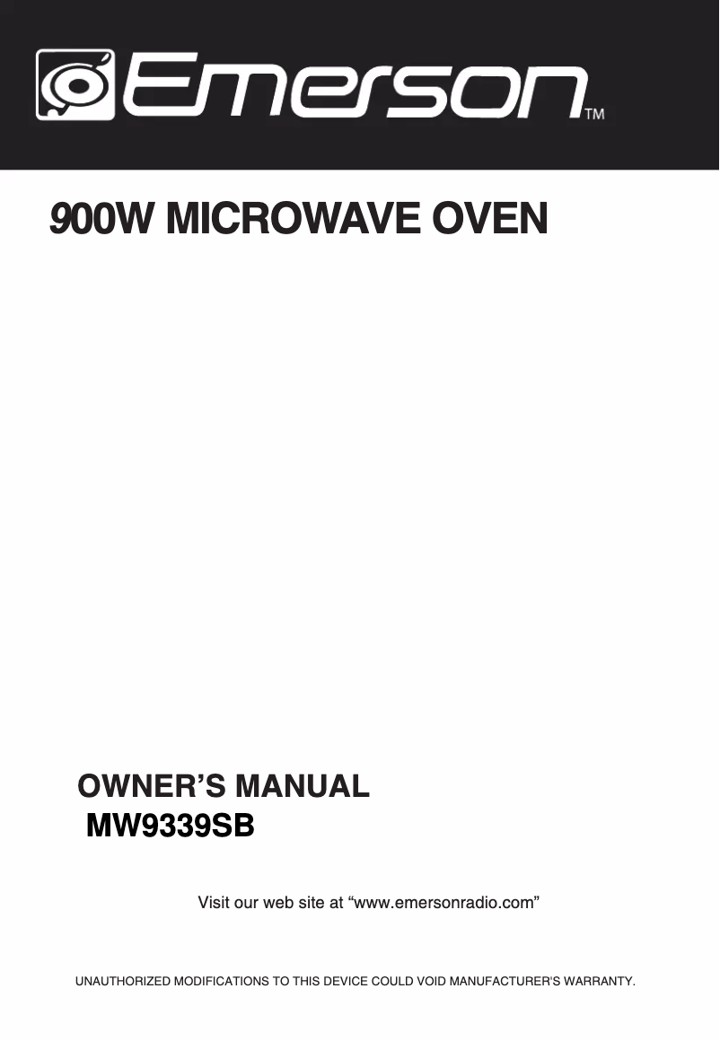 Image de la première page du manuel de l'appareil MW9339SB