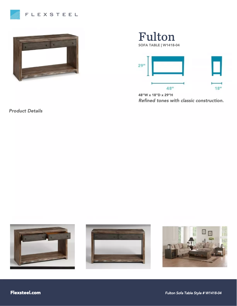 Page n°1 - Manuel utilisateur Flexsteel Fulton W1418-04