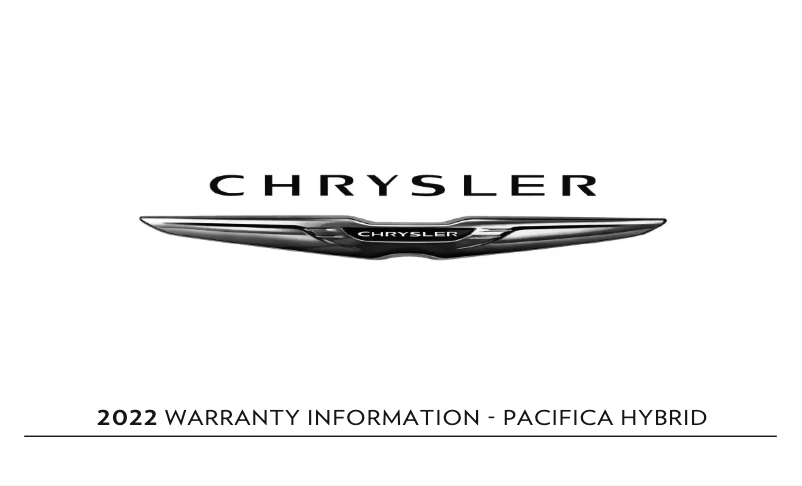 Page 1 de la notice Informations de garantie Chrysler Pacifica Hybrid (2022)