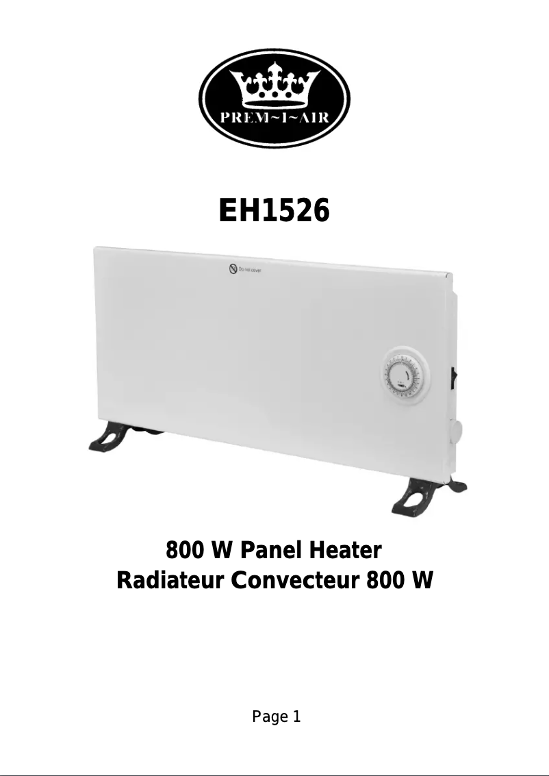 Page n°1 - Manuel utilisateur Prem-I-Air EH1526