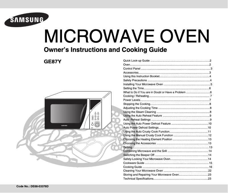 Page n°1 - Manuel utilisateur Samsung GE87Y