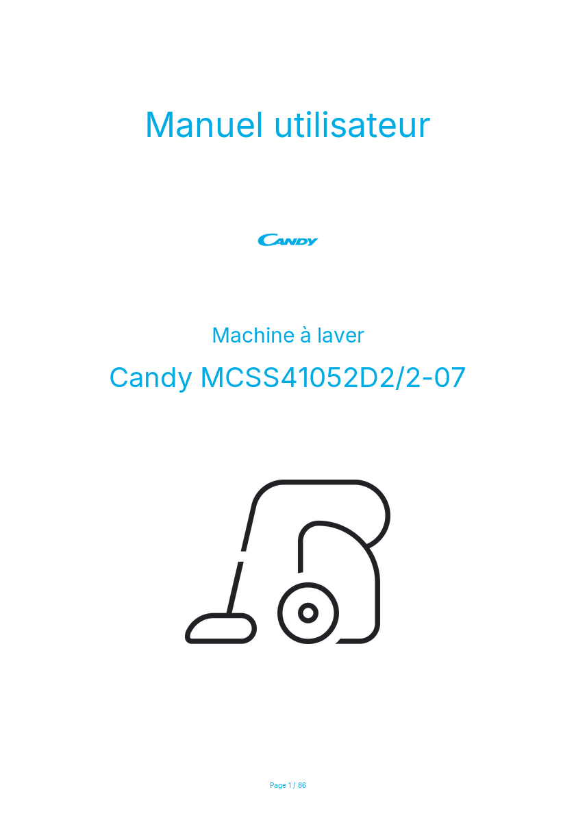 Page n°1 - Manuel utilisateur Candy MCSS41052D2/2-07