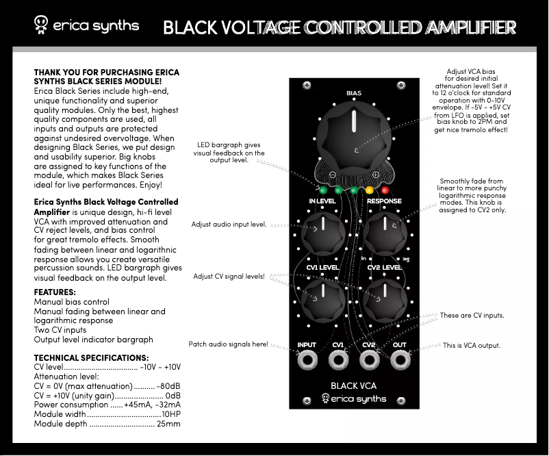 Page n°1 - Manuel utilisateur Erica Synths Black VCA