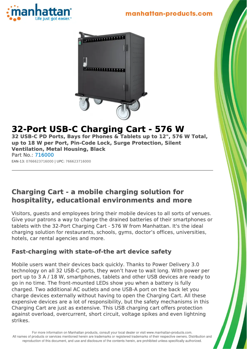 Page 1 de la notice Fiche technique Manhattan 716000