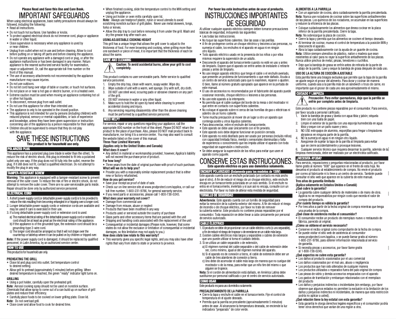 Page 1 de la notice Manuel utilisateur Applica GR2121P