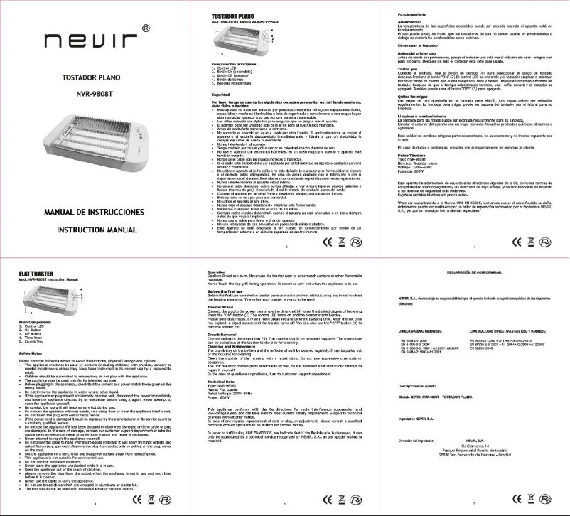 Page n°1 - Manuel utilisateur Nevir NVR-9808 T