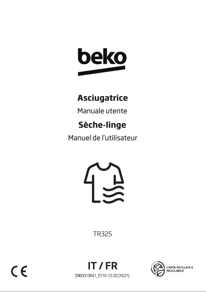 Page n°1 - Manuel utilisateur Beko TR325