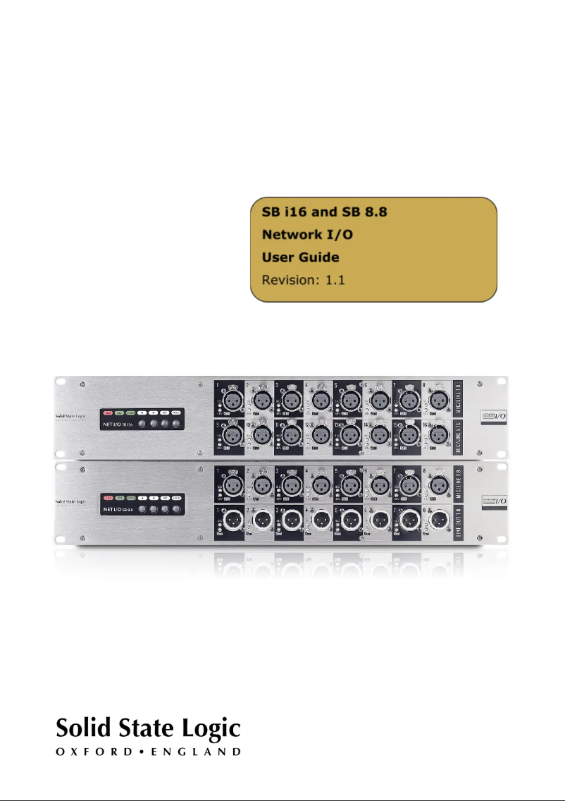 Page n°1 - Manuel utilisateur Solid State Logic SB 8.8