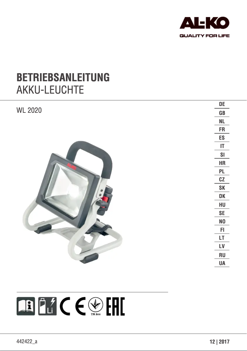 Imagen de la primera página del manual del dispositivo WL 2020