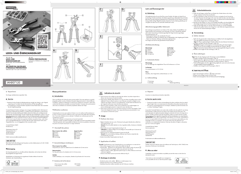 Page 1 de la notice Manuel utilisateur Powerfix IAN 307120