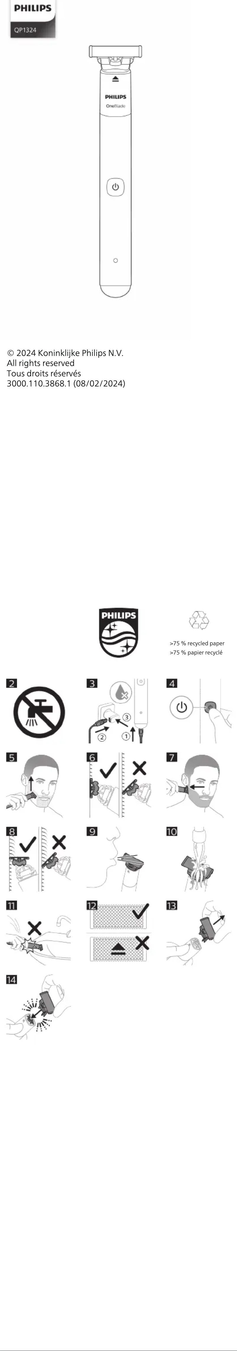 Image de la première page du manuel de l'appareil OneBlade QP1324