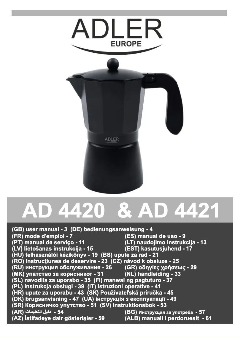 Image de la première page du manuel de l'appareil AD 4421