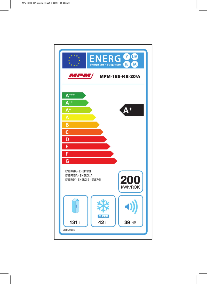 Page n°1 - Manuel utilisateur MPM MPM-185-KB-20/A