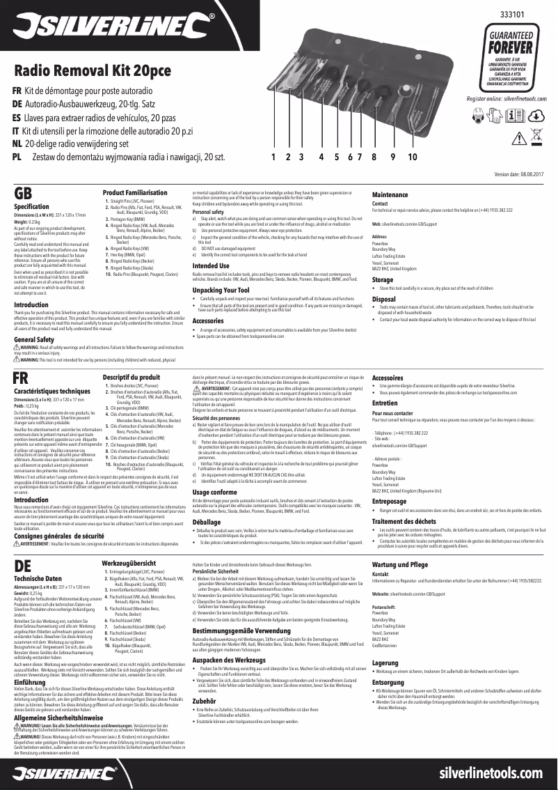 Image de la première page du manuel de l'appareil 333101