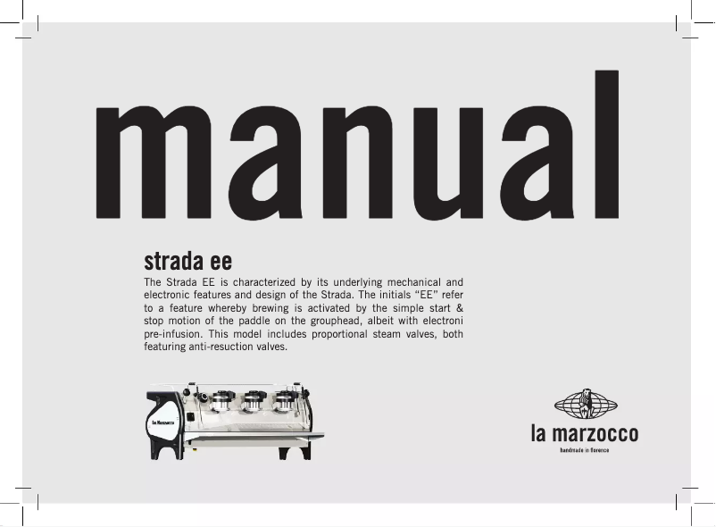 Page n°1 - Manuel utilisateur La Marzocco Strada EE
