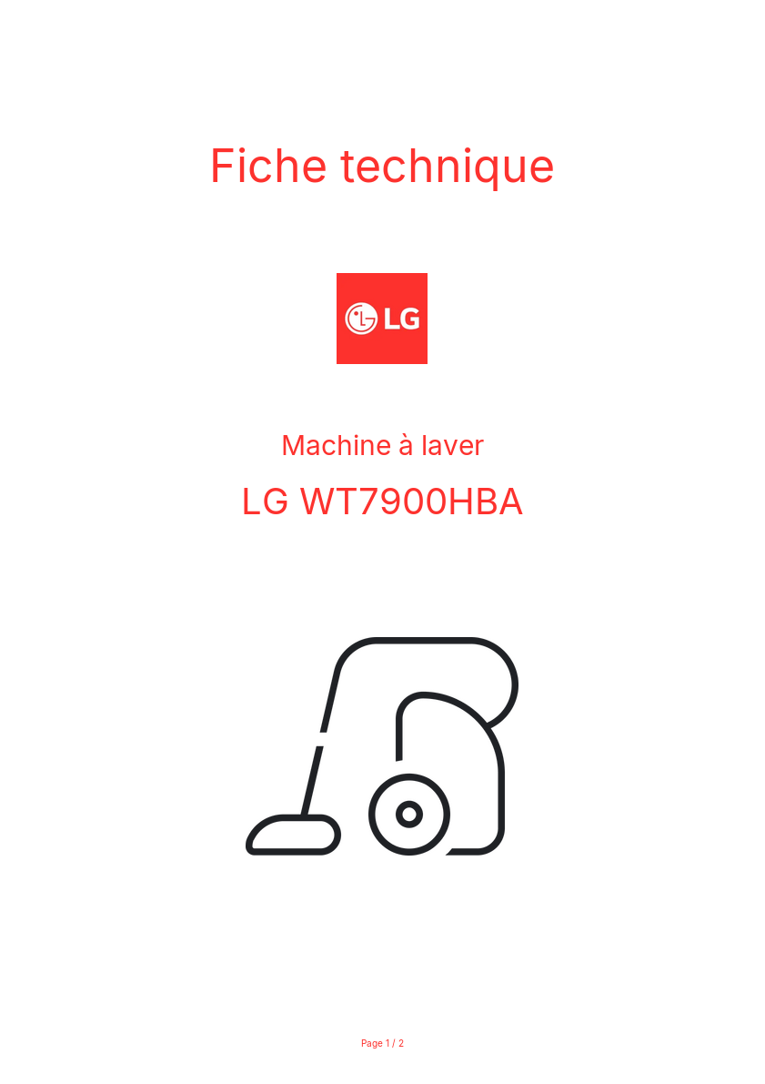 Page n°1 - Fiche technique LG WT7900HBA