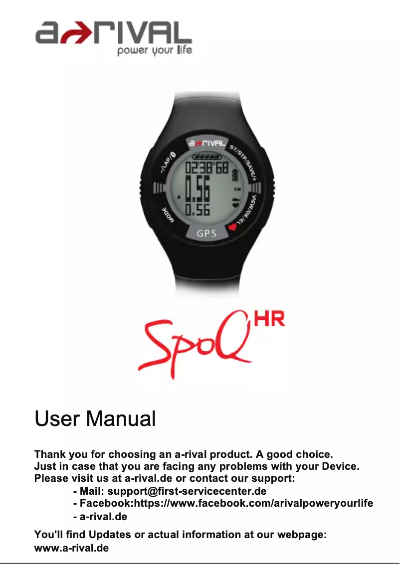 Image de la première page du manuel de l'appareil SpoQ HR