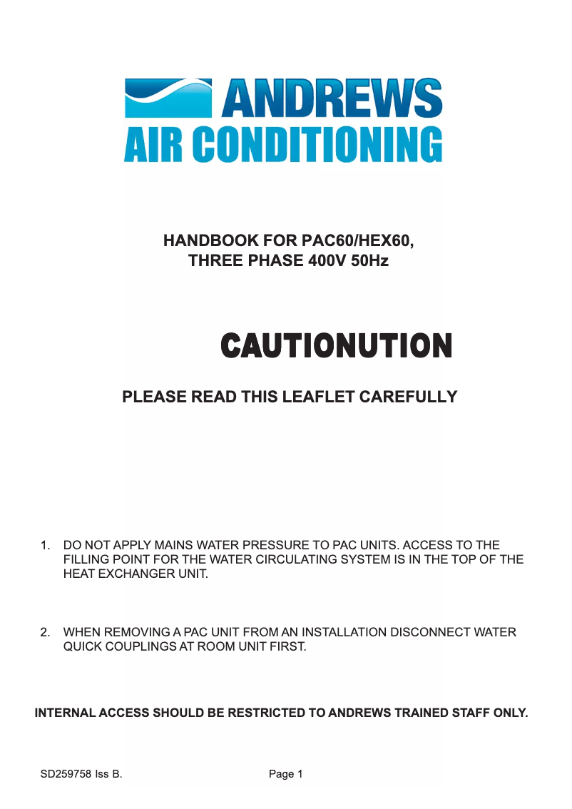 Image de la première page du manuel de l'appareil PAC60