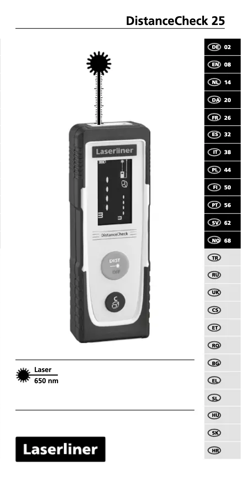 Page 1 de la notice Manuel utilisateur Laserliner DistanceCheck 25