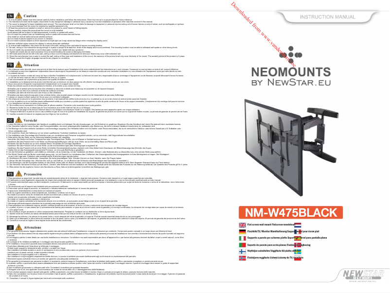 Page 1 de la notice Manuel utilisateur Newstar NM-W475