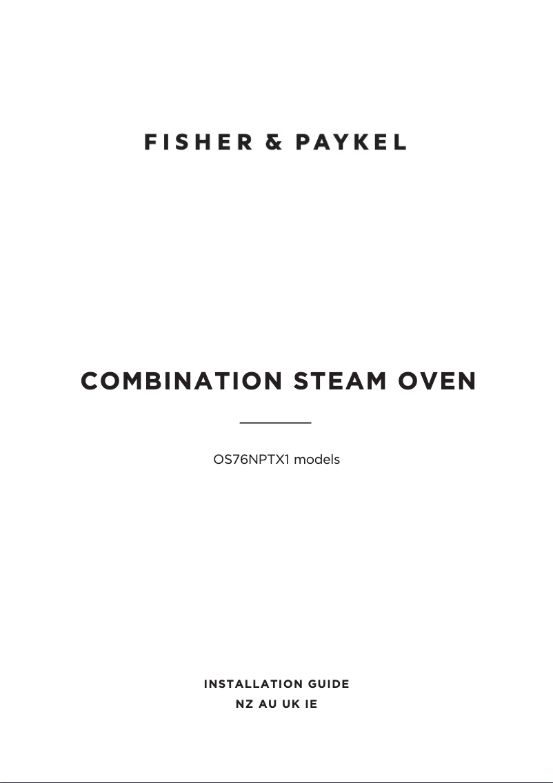 Page n°1 - Guide d'installation Fisher & Paykel OS76NPTX1