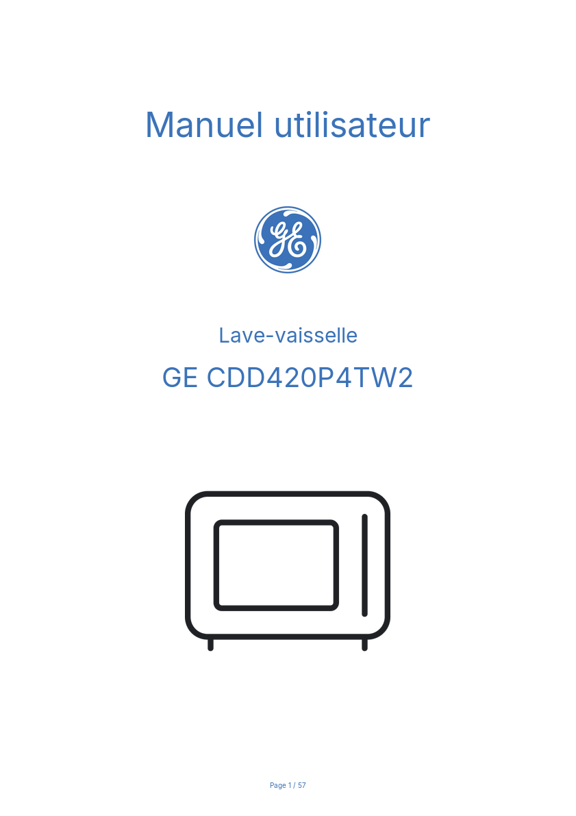 Page n°1 - Manuel utilisateur GE CDD420P4TW2