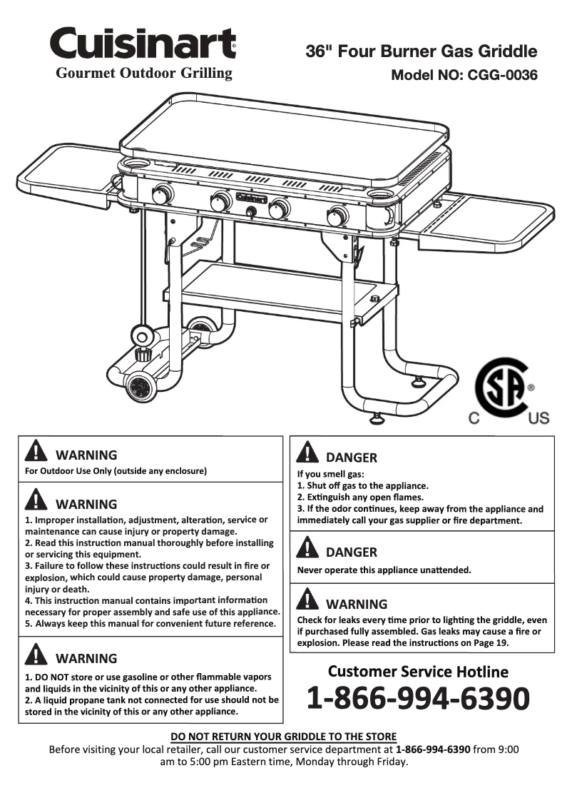 Page 1 de la notice Manuel utilisateur Cuisinart Four Burner CGG-0036