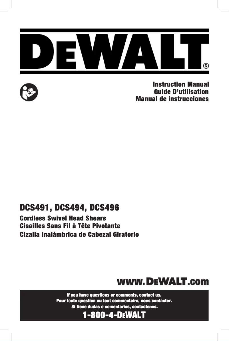 Page n°1 - Manuel utilisateur DeWalt DCS494