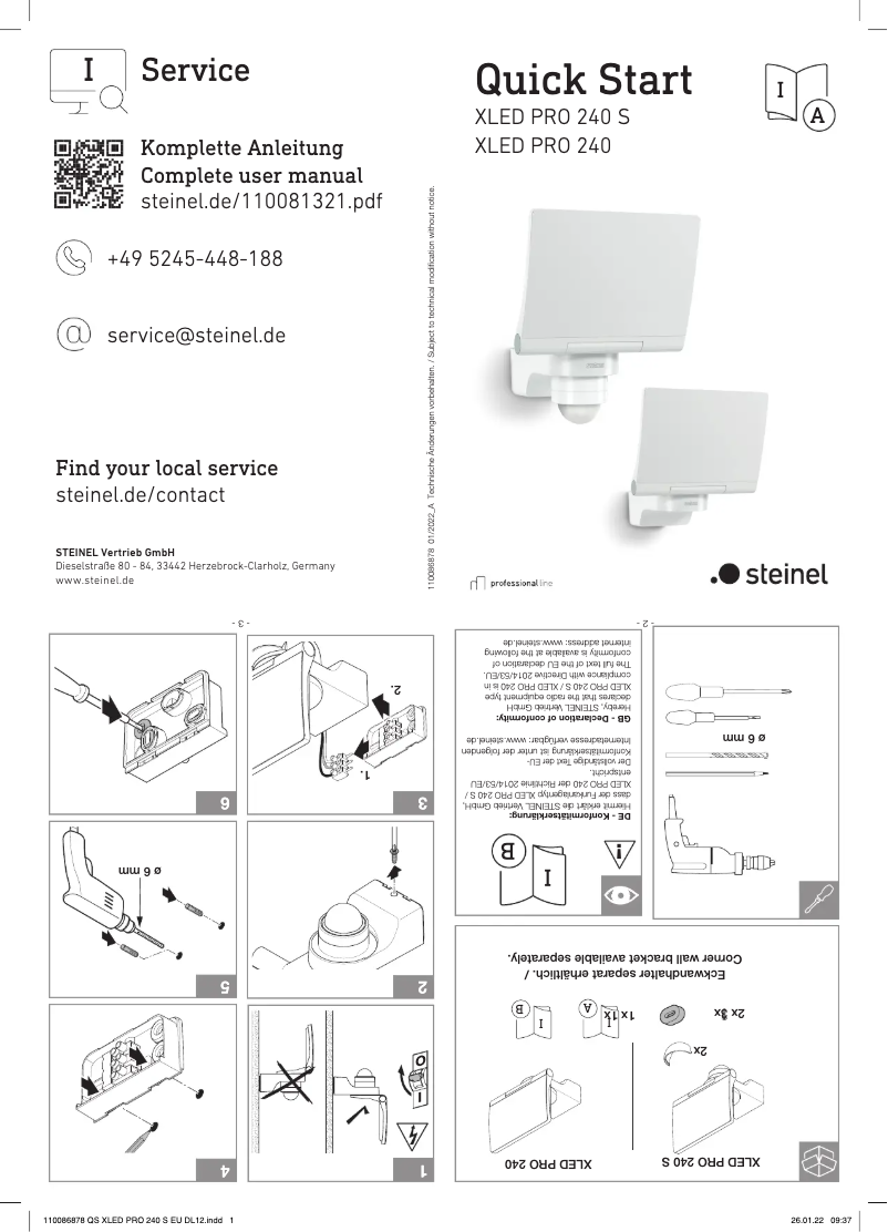 Imagen de la primera página del manual del dispositivo XLED PRO 240 S