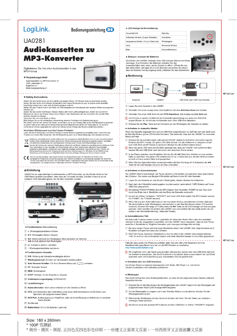 Image de la première page du manuel de l'appareil UA0281