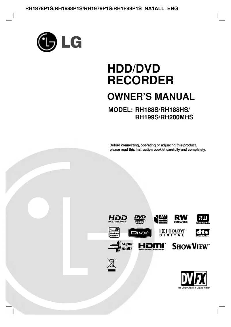 Page n°1 - Manuel utilisateur LG RH1888P1S