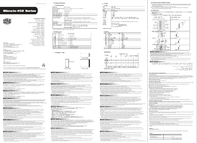 Imagen de la primera página del manual del dispositivo Silencio 452