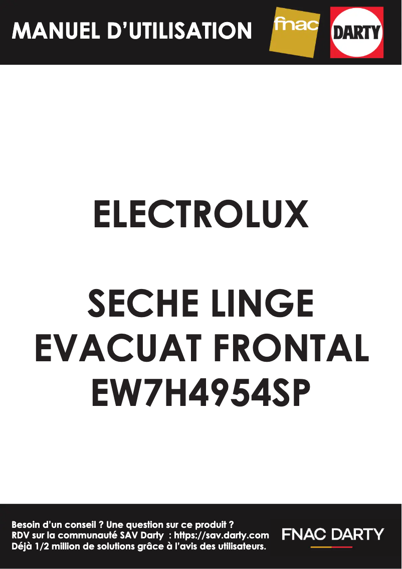 Page n°1 - Manuel utilisateur Electrolux EW7H4954SP