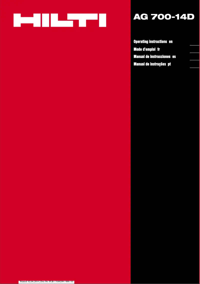 Imagen de la primera página del manual del dispositivo AG 700-14D