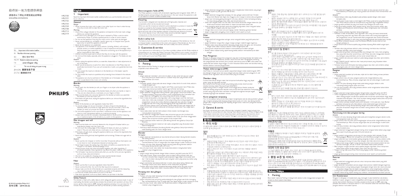 Page n°1 - Manuel utilisateur Philips HR2119