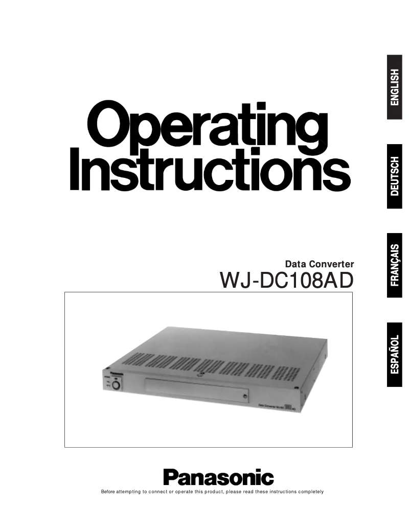 Image de la première page du manuel de l'appareil WJ-DC108