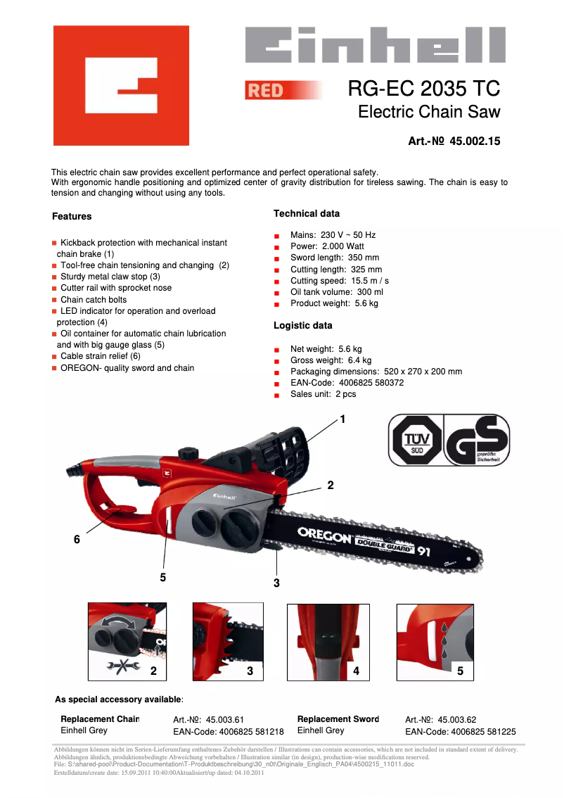 Image de la première page du manuel de l'appareil RG-EC 2035 TC