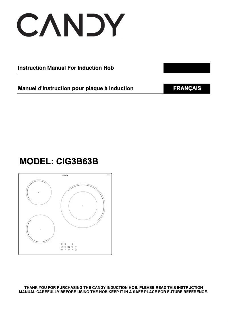 Image de la première page du manuel de l'appareil CIG3B63B