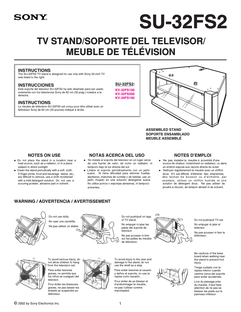 Page 1 de la notice Manuel utilisateur Sony KV-32FS100