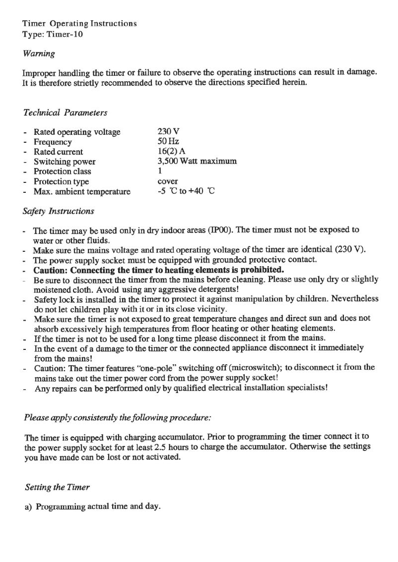 Page 1 de la notice Manuel utilisateur HQ TIMER-10