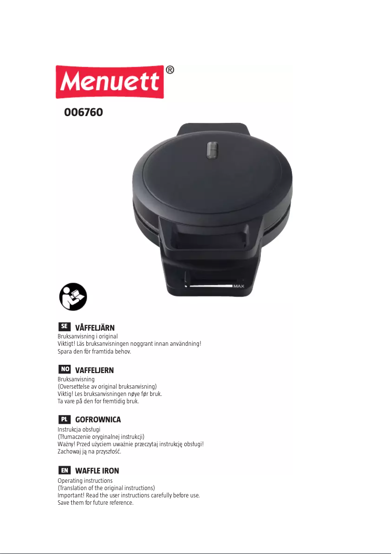 Page 1 de la notice Manuel utilisateur Menuett 006-760